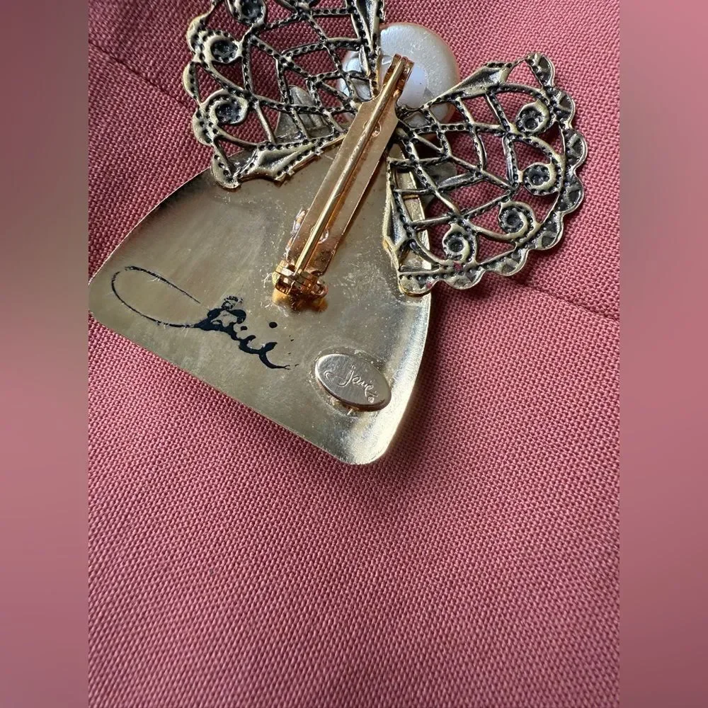 90s Jane Davis (AOL) Angel and Butterfly Cottage Core Cozy Brooch